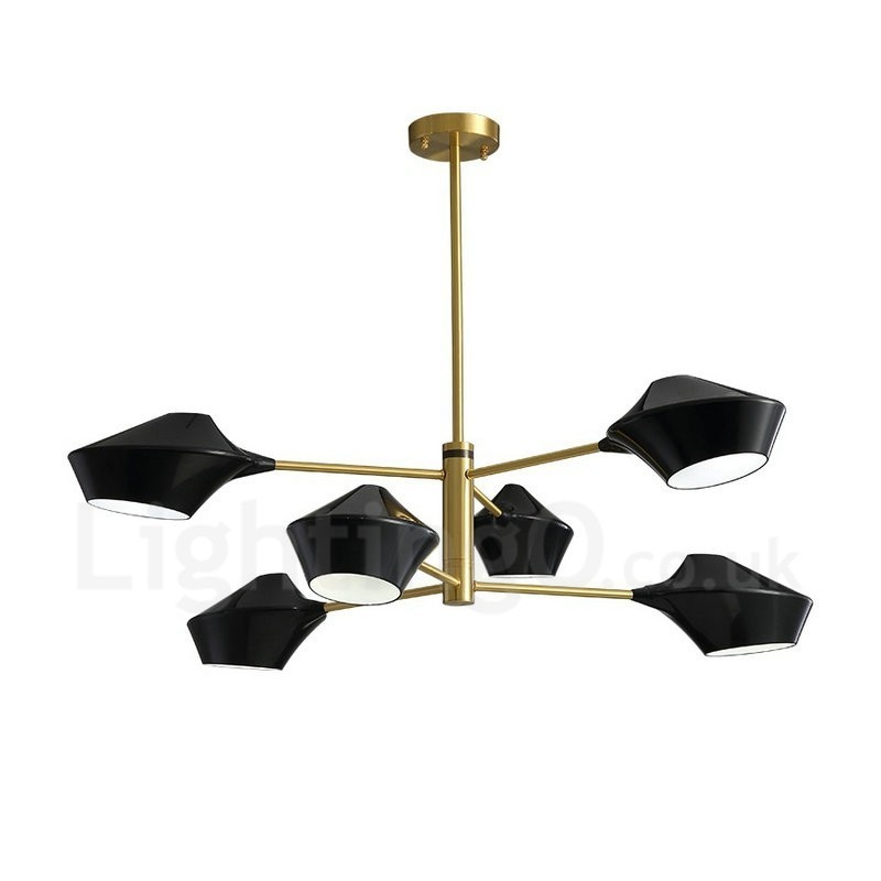 Lampadario lineare retrò multicolore a 2 livelli, 6 luci, paralumi in acrilico, per esterni, garage