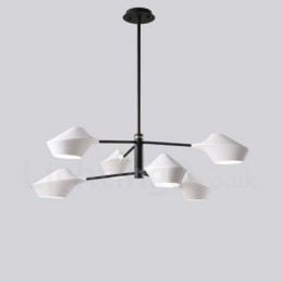 Lampadario lineare retrò multicolore a 2 livelli, 6 luci, paralumi in acrilico, per esterni, garage