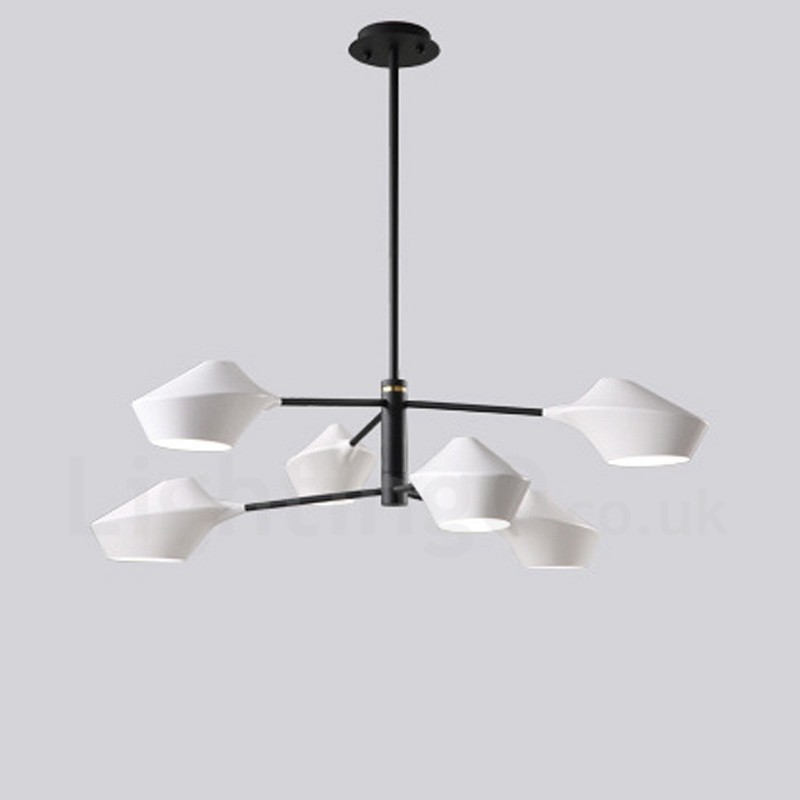 Lampadario lineare retrò multicolore a 2 livelli, 6 luci, paralumi in acrilico, per esterni, garage