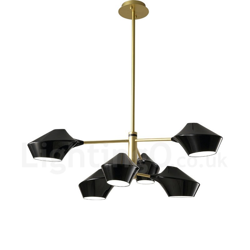 Lampadario lineare retrò multicolore a 2 livelli, 6 luci, paralumi in acrilico, per esterni, garage