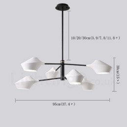 Lampadario lineare retrò multicolore a 2 livelli, 6 luci, paralumi in acrilico, per esterni, garage