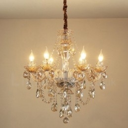 Lampadario in cristallo cognac a 6 luci