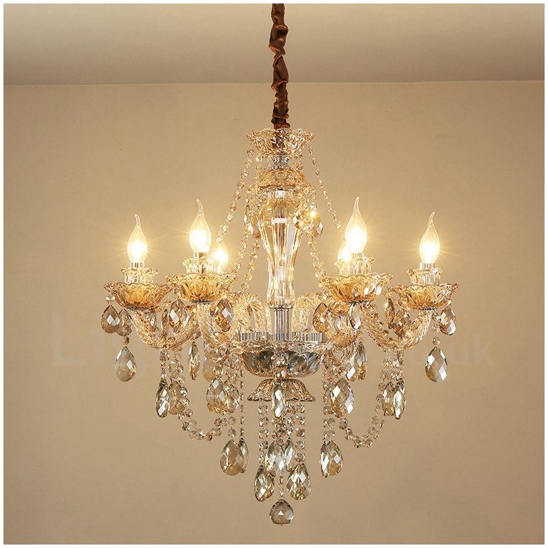 Lampadario in cristallo cognac a 6 luci