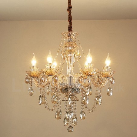 Lampadario in cristallo cognac a 6 luci