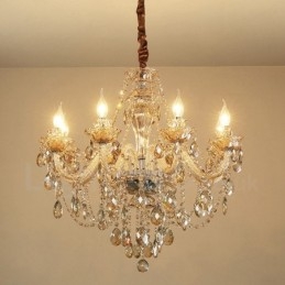 Lampadario in cristallo color cognac a 8 luci