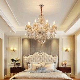 Lampadario in cristallo color cognac a 8 luci