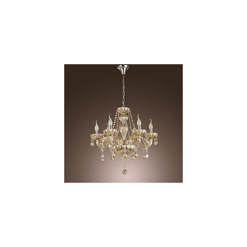 Lampadario classico tradizionale in vetro e cristallo elettroplaccato