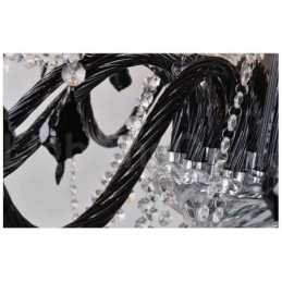 Lampadario a candela in cristallo nero retrò