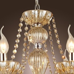 Lampadario classico tradizionale in vetro e cristallo elettroplaccato