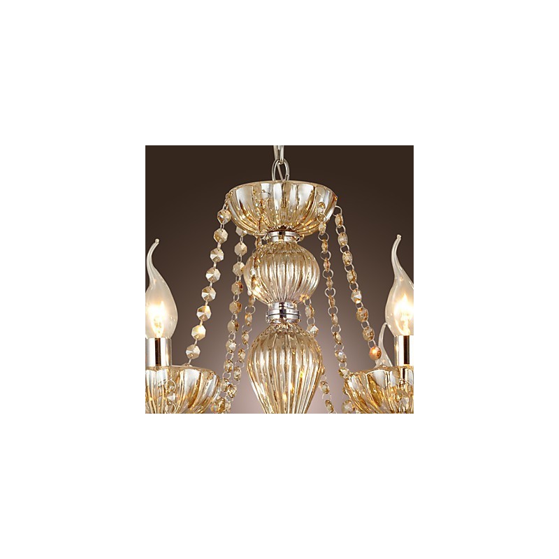 Lampadario classico tradizionale in vetro e cristallo elettroplaccato