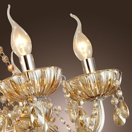Lampadario classico tradizionale in vetro e cristallo elettroplaccato