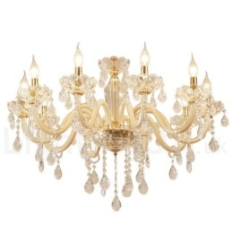 Lampadario candela in cristallo trasparente oro