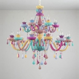 Lampadario a candela in cristallo Macaron 18 (12+6) luci multicolore per bambini