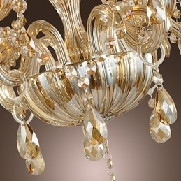 Lampadario classico tradizionale in vetro e cristallo elettroplaccato