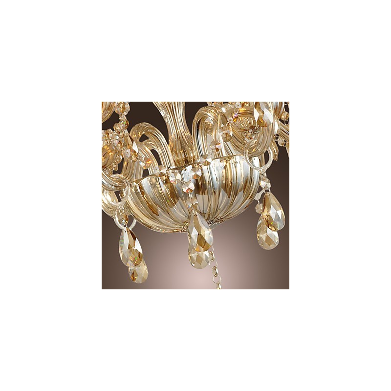 Lampadario classico tradizionale in vetro e cristallo elettroplaccato