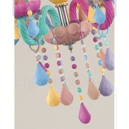 Lampadario a candela in cristallo Macaron 18 (12+6) luci multicolore per bambini