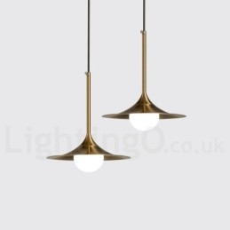 Lampada a sospensione industriale mini 1 luce oro e nero con paralume in vetro trasparente