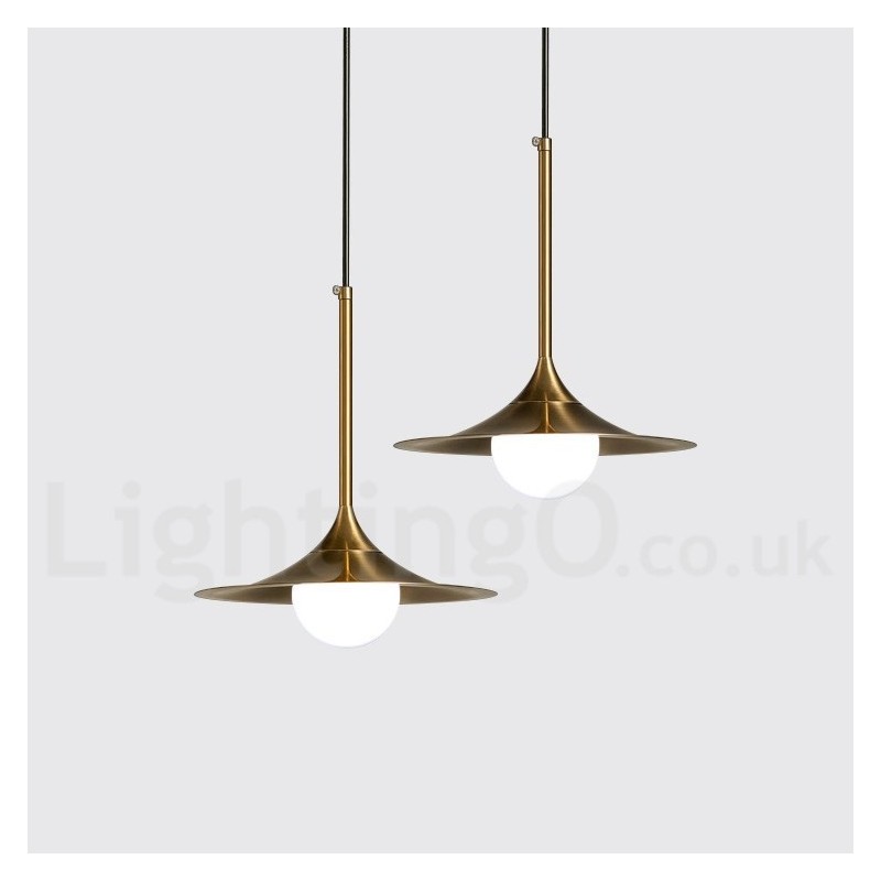 Lampada a sospensione industriale mini 1 luce oro e nero con paralume in vetro trasparente