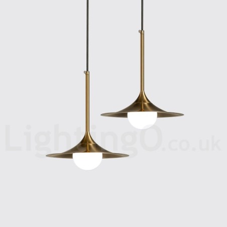 Lampada a sospensione industriale mini 1 luce oro e nero con paralume in vetro trasparente