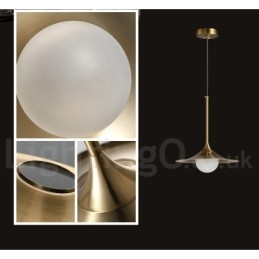 Lampada a sospensione industriale mini 1 luce oro e nero con paralume in vetro trasparente