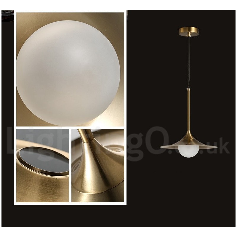Lampada a sospensione industriale mini 1 luce oro e nero con paralume in vetro trasparente