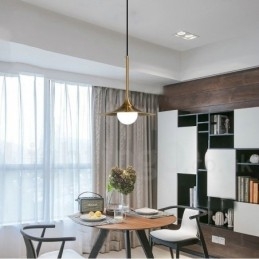 Lampada a sospensione industriale mini 1 luce oro e nero con paralume in vetro trasparente