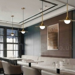 Lampada a sospensione industriale mini 1 luce oro e nero con paralume in vetro trasparente