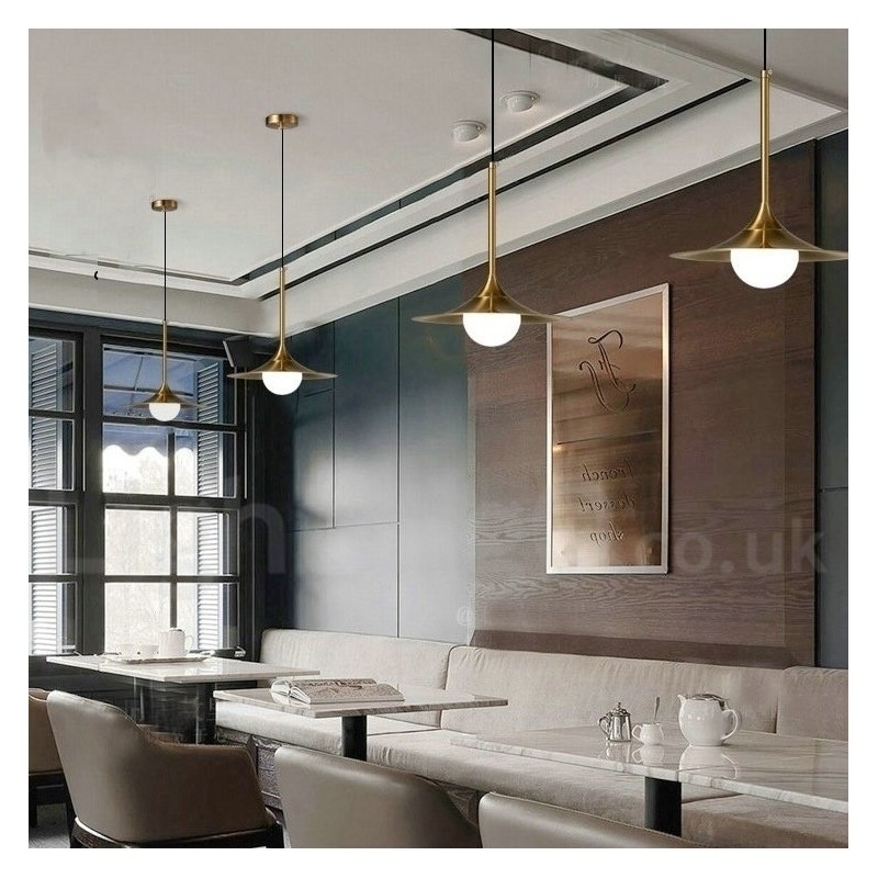 Lampada a sospensione industriale mini 1 luce oro e nero con paralume in vetro trasparente