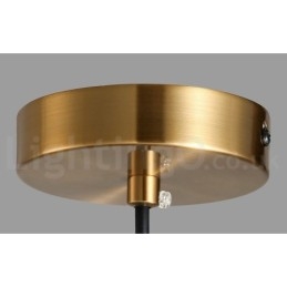 Lampada a sospensione industriale mini 1 luce oro e nero con paralume in vetro trasparente