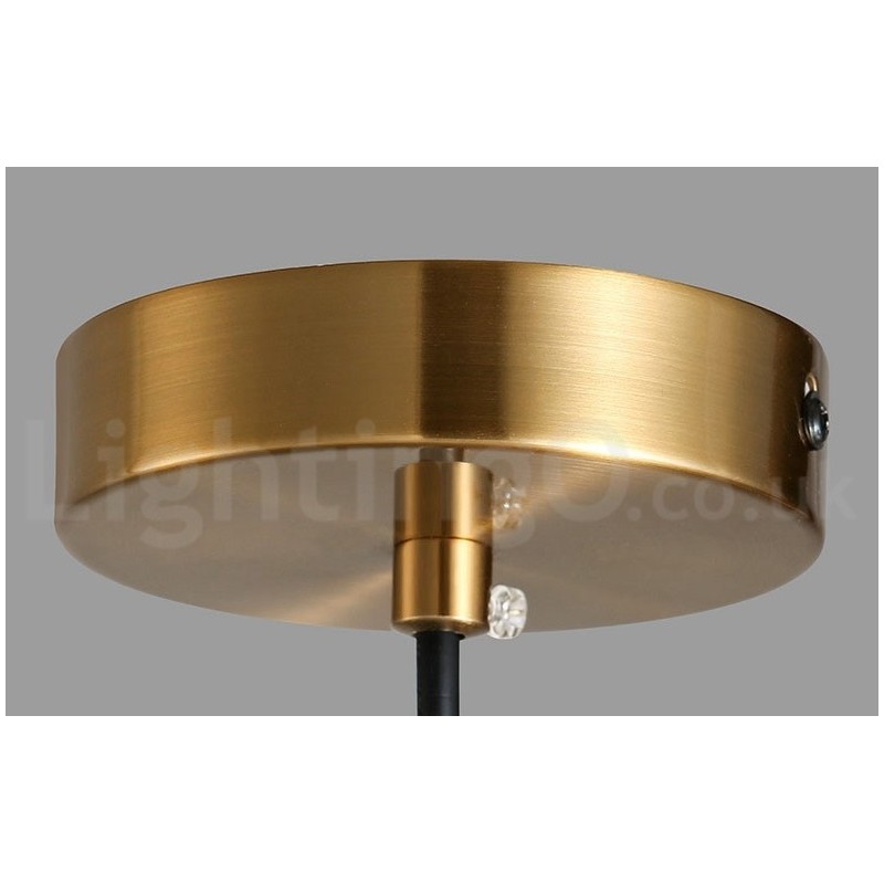 Lampada a sospensione industriale mini 1 luce oro e nero con paralume in vetro trasparente