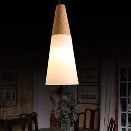 Lampadario mini moderno contemporaneo in legno e bambù 31 cm