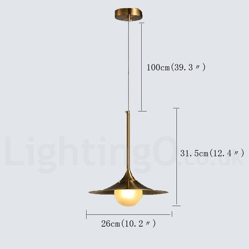 Lampada a sospensione industriale mini 1 luce oro e nero con paralume in vetro trasparente