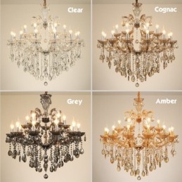 Lampadario a candela a 6 luci in cristallo grigio chiaro