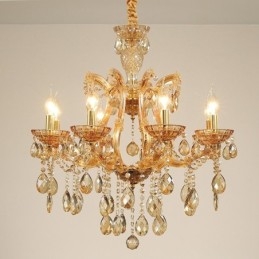 Lampadario classico in cristallo ambra a 8 luci
