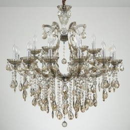 Lampadario in cristallo cognac a 18 luci (12+6)