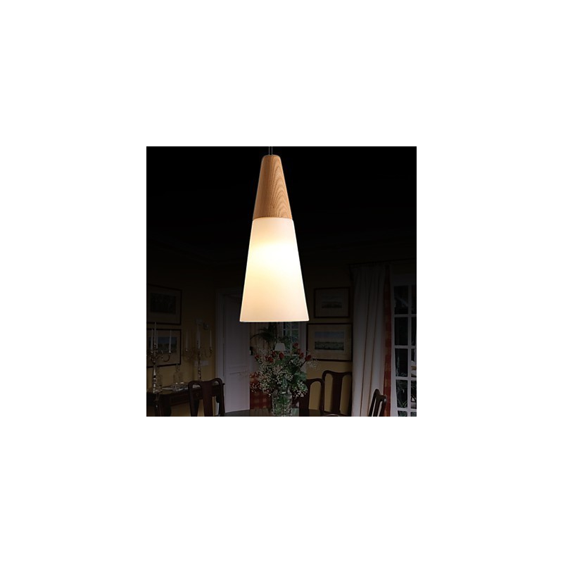 Lampadario mini moderno contemporaneo in legno e bambù 31 cm