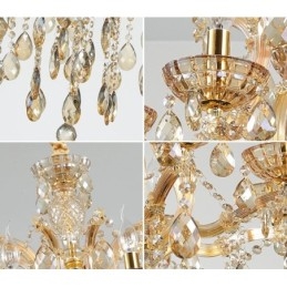 Lampadario in cristallo cognac a 18 luci (12+6)