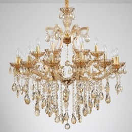 Lampadario in cristallo ambra chiaro a 18 luci (12+6)
