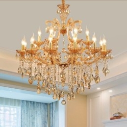 Lampadario in cristallo ambra chiaro a 18 luci (12+6)