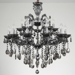 Lampadario a candela in cristallo grigio chiaro 18 luci (12+6)