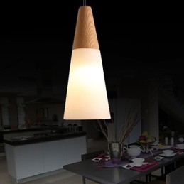 Lampadario mini moderno contemporaneo in legno e bambù 31 cm