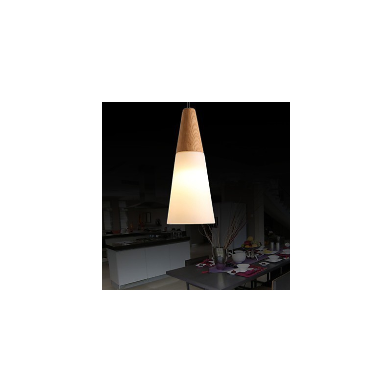 Lampadario mini moderno contemporaneo in legno e bambù 31 cm