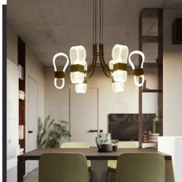 Lampadario nordico postmoderno a 6 luci con paralumi in acrilico, nero