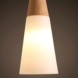 Lampadario mini moderno contemporaneo in legno e bambù 31 cm