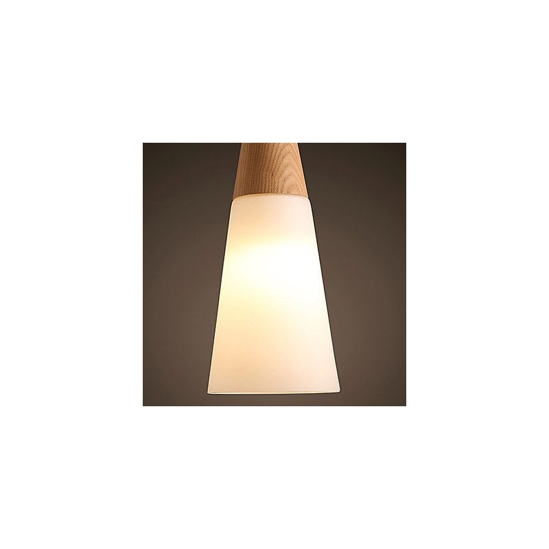 Lampadario mini moderno contemporaneo in legno e bambù 31 cm