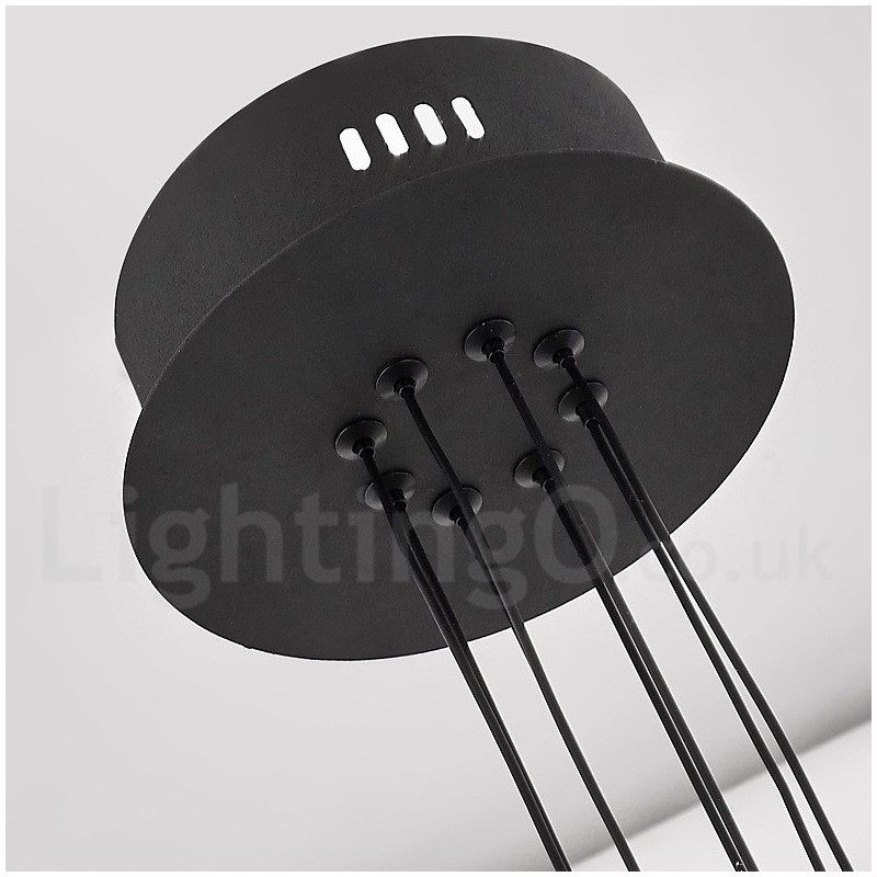Lampadario nordico postmoderno a 6 luci con paralumi in acrilico, nero