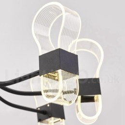Lampadario nordico postmoderno a 6 luci con paralumi in acrilico, nero
