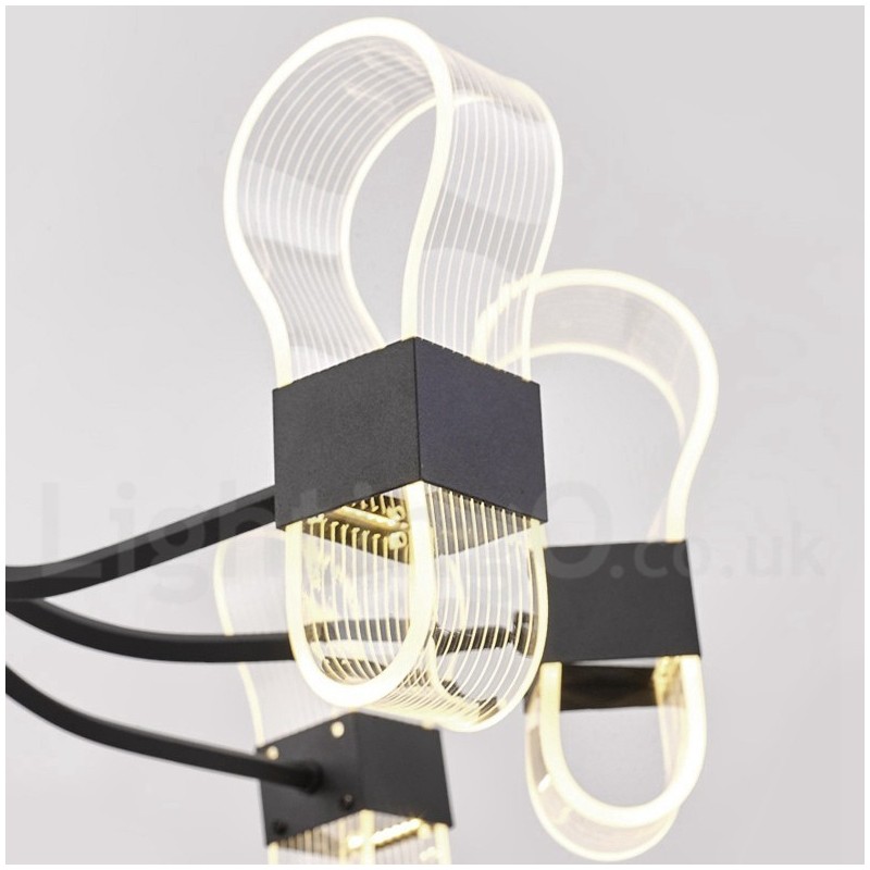 Lampadario nordico postmoderno a 6 luci con paralumi in acrilico, nero
