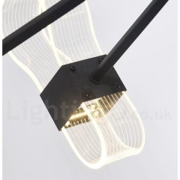 Lampadario nordico postmoderno a 6 luci con paralumi in acrilico, nero