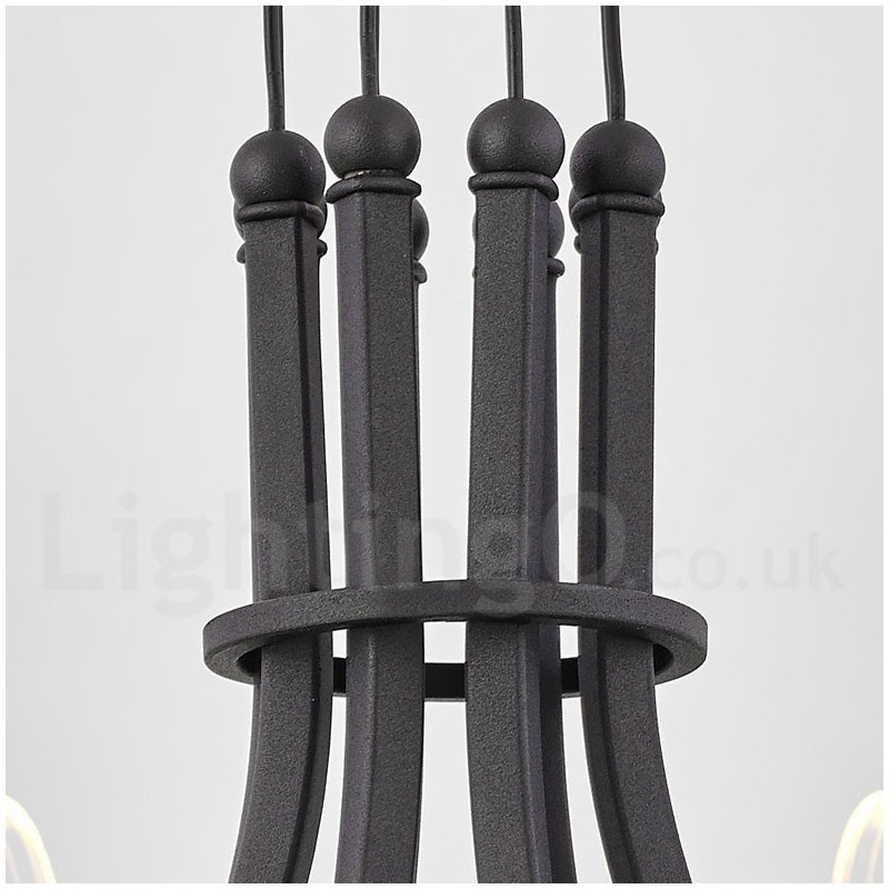Lampadario nordico postmoderno a 6 luci con paralumi in acrilico, nero